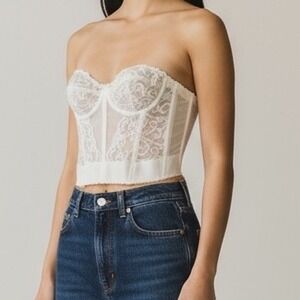 VTG Goddess Corset Bustier underwire Boning Victorian Lace 36B Lingerie‎ bridal